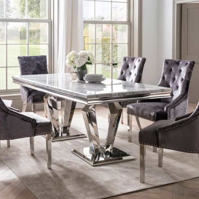 Steve Silver Brinnon Transitional White Marble Top Dining Table ... Marble top dining table set